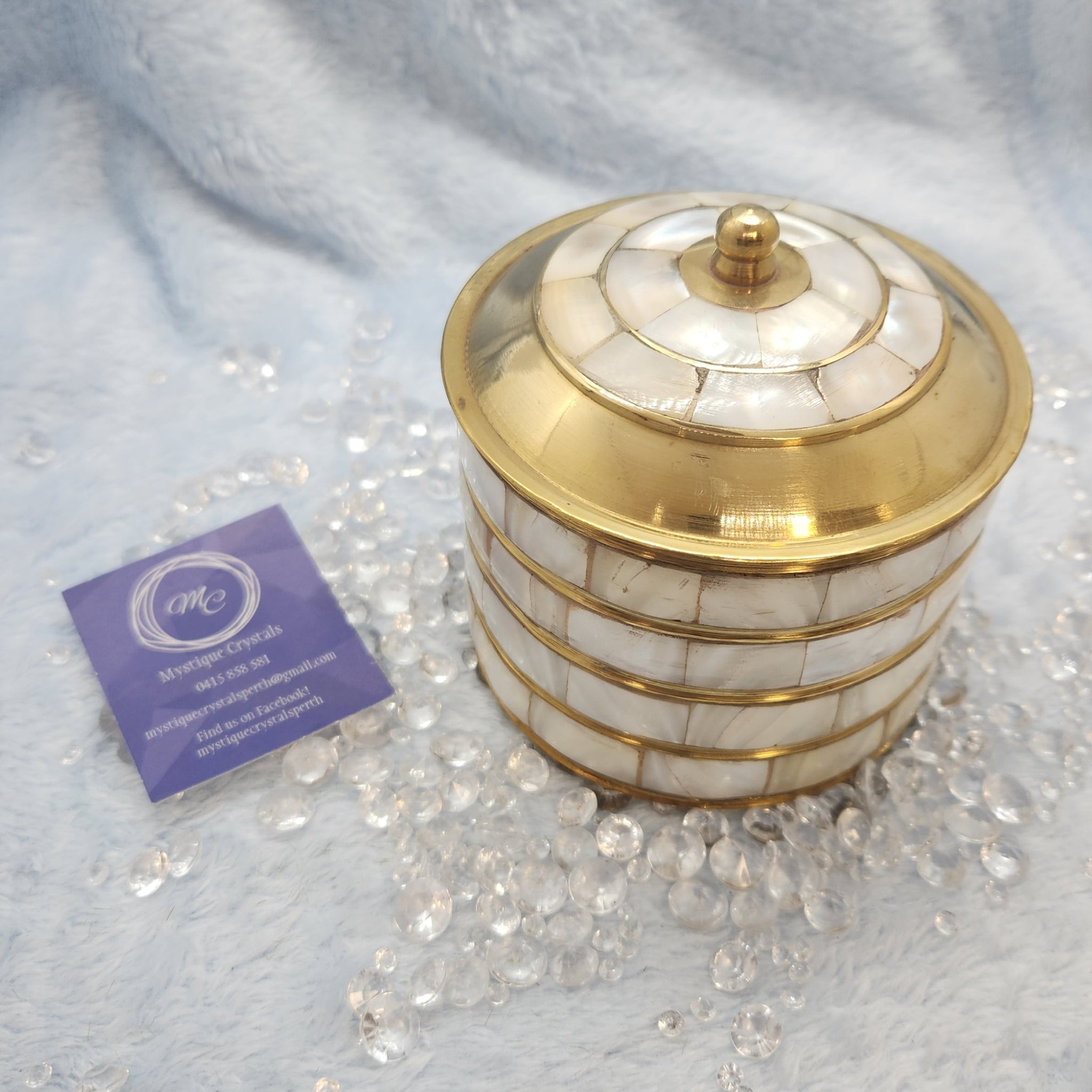 Mother of Pearl Brass Container