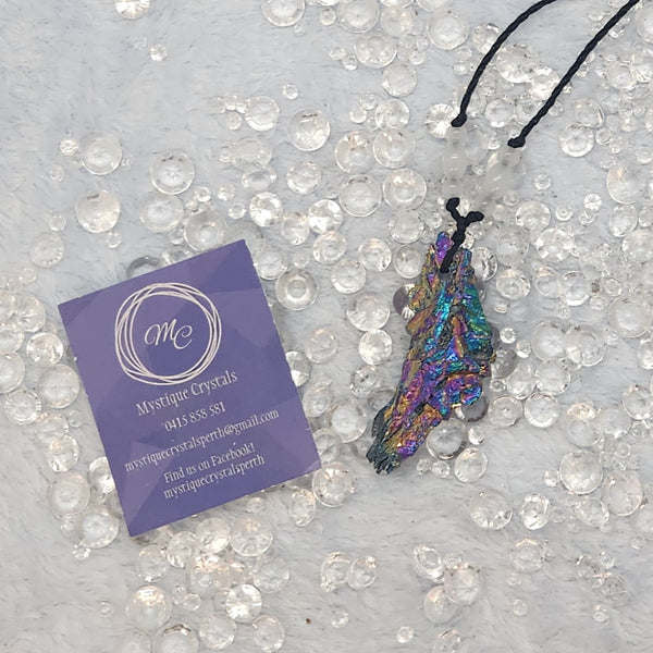 Kyanite Rainbow Aura Fan Necklaces