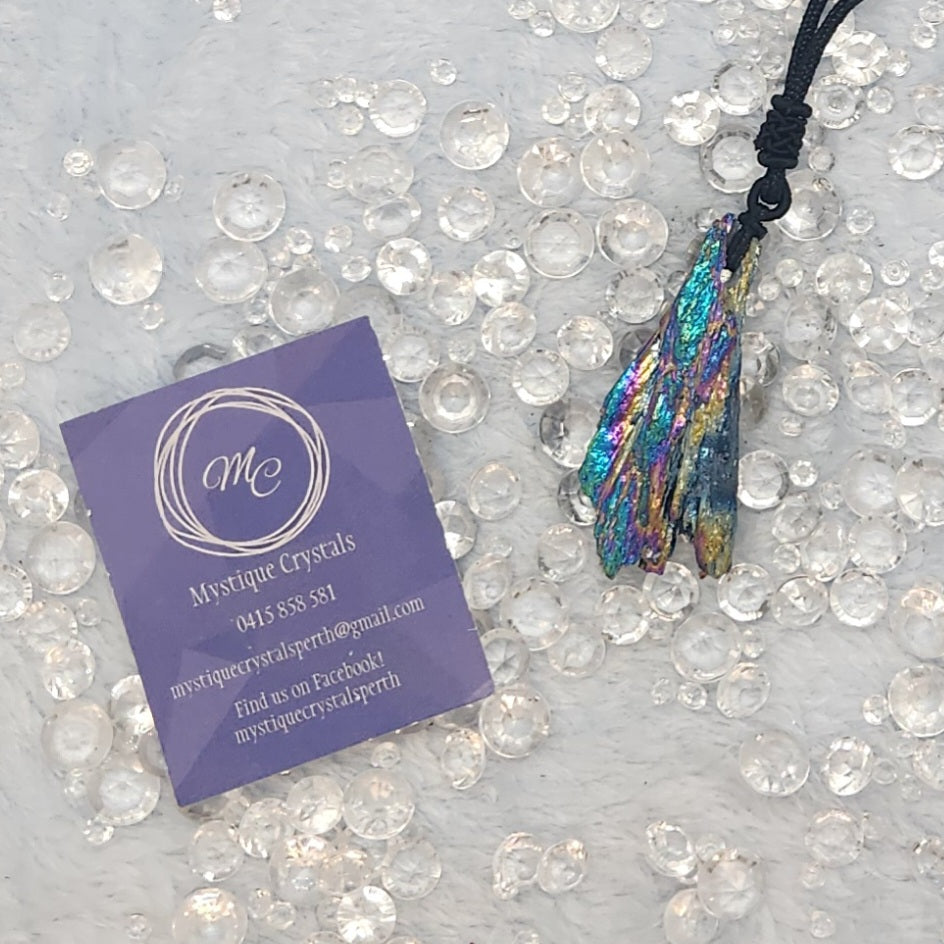 Kyanite Rainbow Aura Fan Necklaces