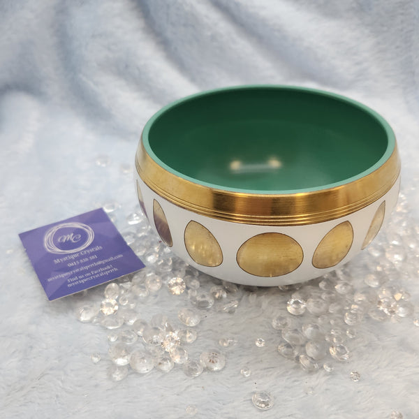 White & Teal Eclipse Moon Singing Bowl