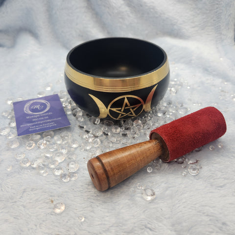 Black & Gold Triple Moon Singing Bowl