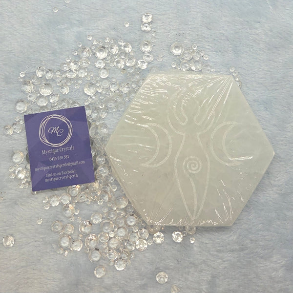 Selenite Hexagonal Charging Discs