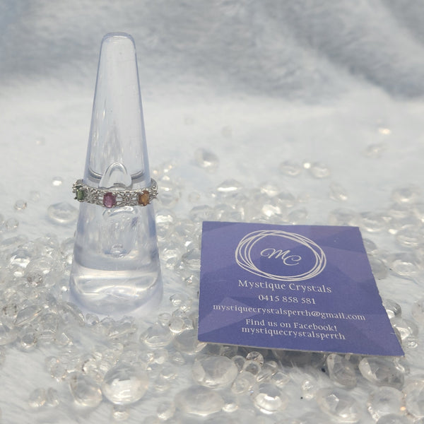 Mixed Tourmaline Sterling Silver Ring