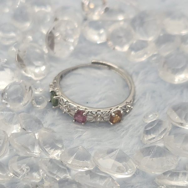 Mixed Tourmaline Sterling Silver Ring