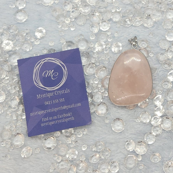 Rose Quartz Silver Framed Necklace