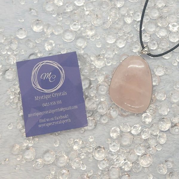 Rose Quartz Silver Framed Necklace