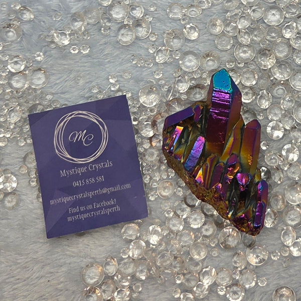 Rainbow Aura Quartz Clusters