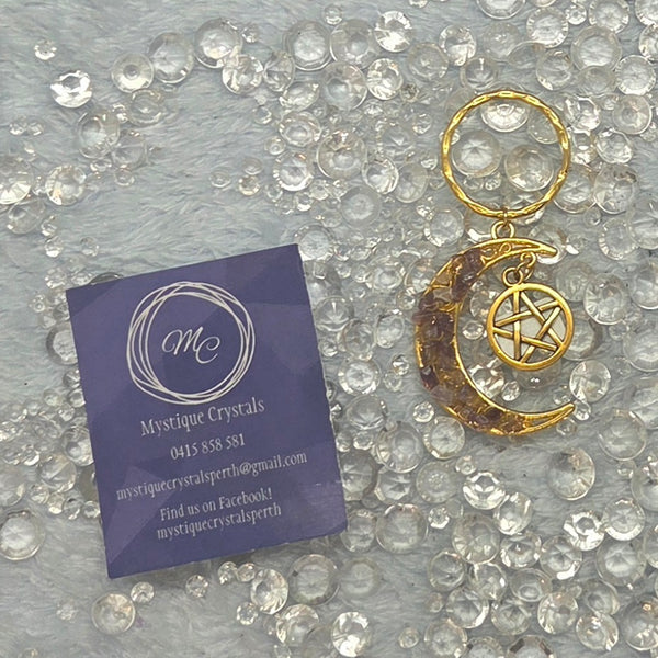Gold Moon w/ Pentagram Chip Keyrings