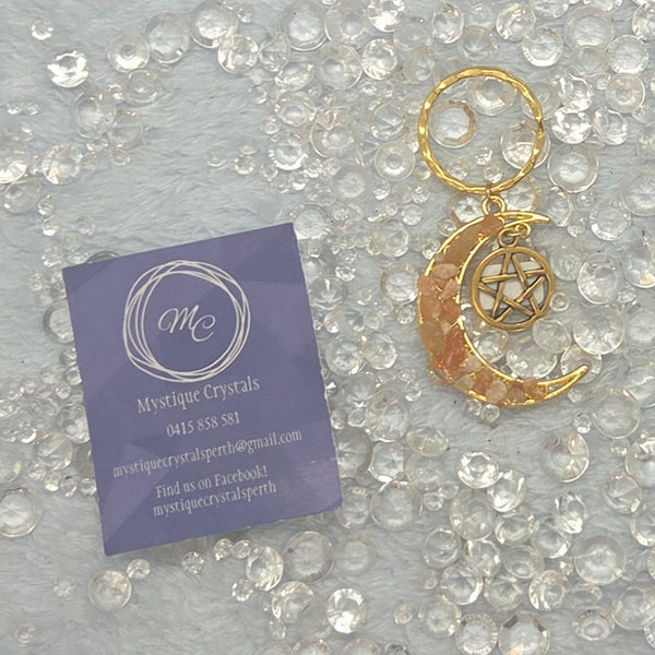 Gold Moon w/ Pentagram Chip Keyrings