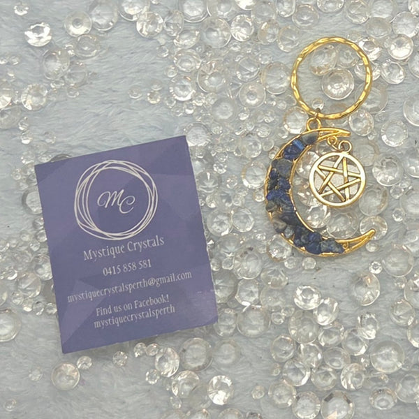 Gold Moon w/ Pentagram Chip Keyrings