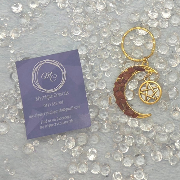 Gold Moon w/ Pentagram Chip Keyrings