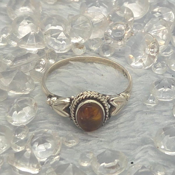 Amber Sterling Silver Rings