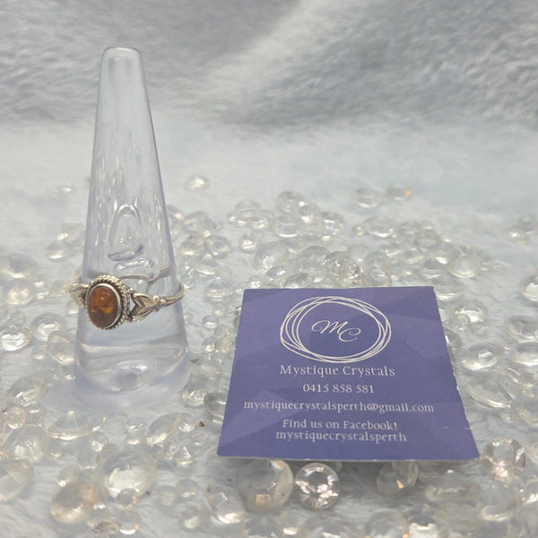 Amber Sterling Silver Rings