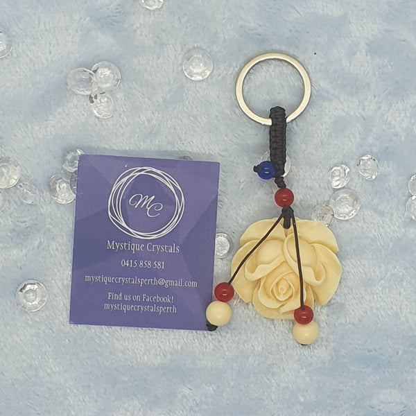 Ivory Stone Rose Keyrings