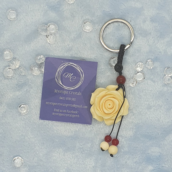 Ivory Stone Rose Keyrings