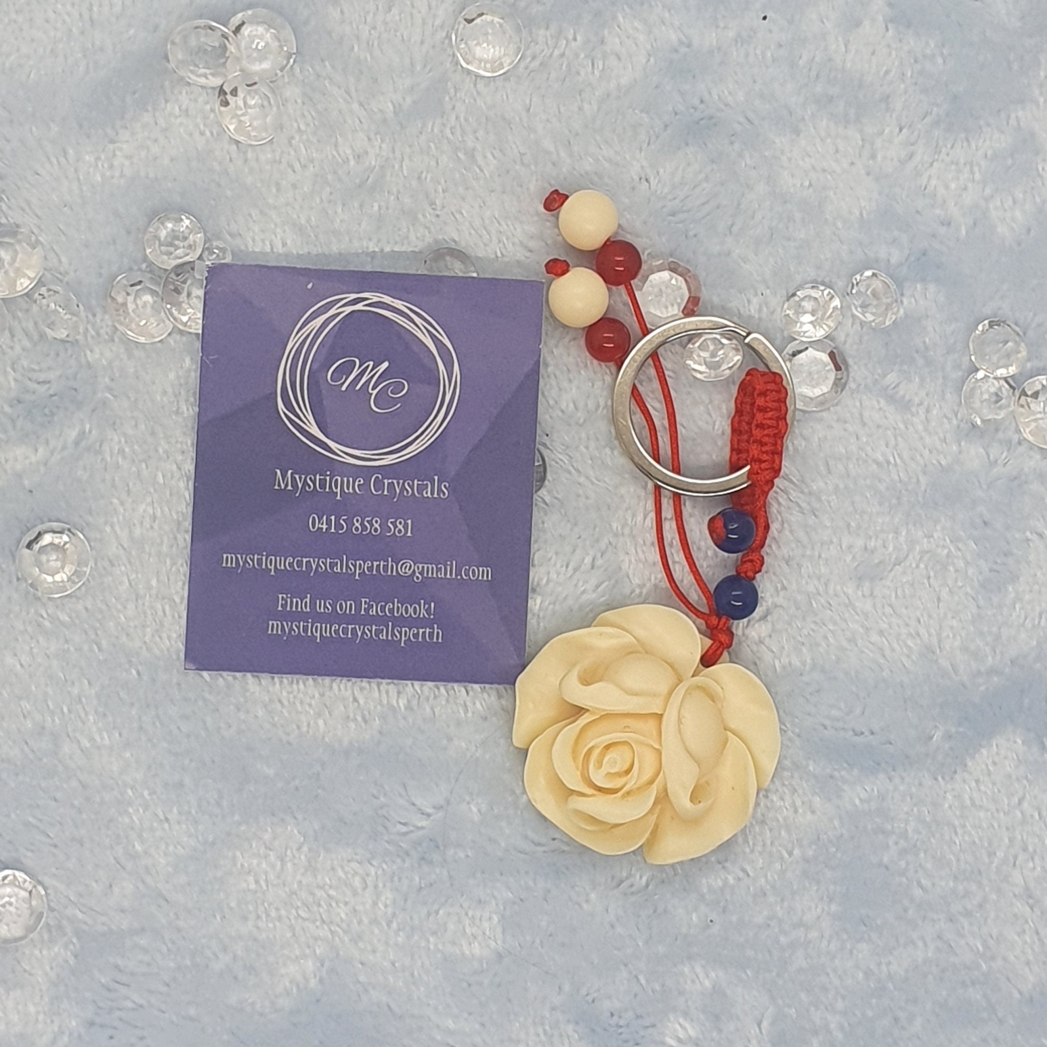 Ivory Stone Rose Keyrings