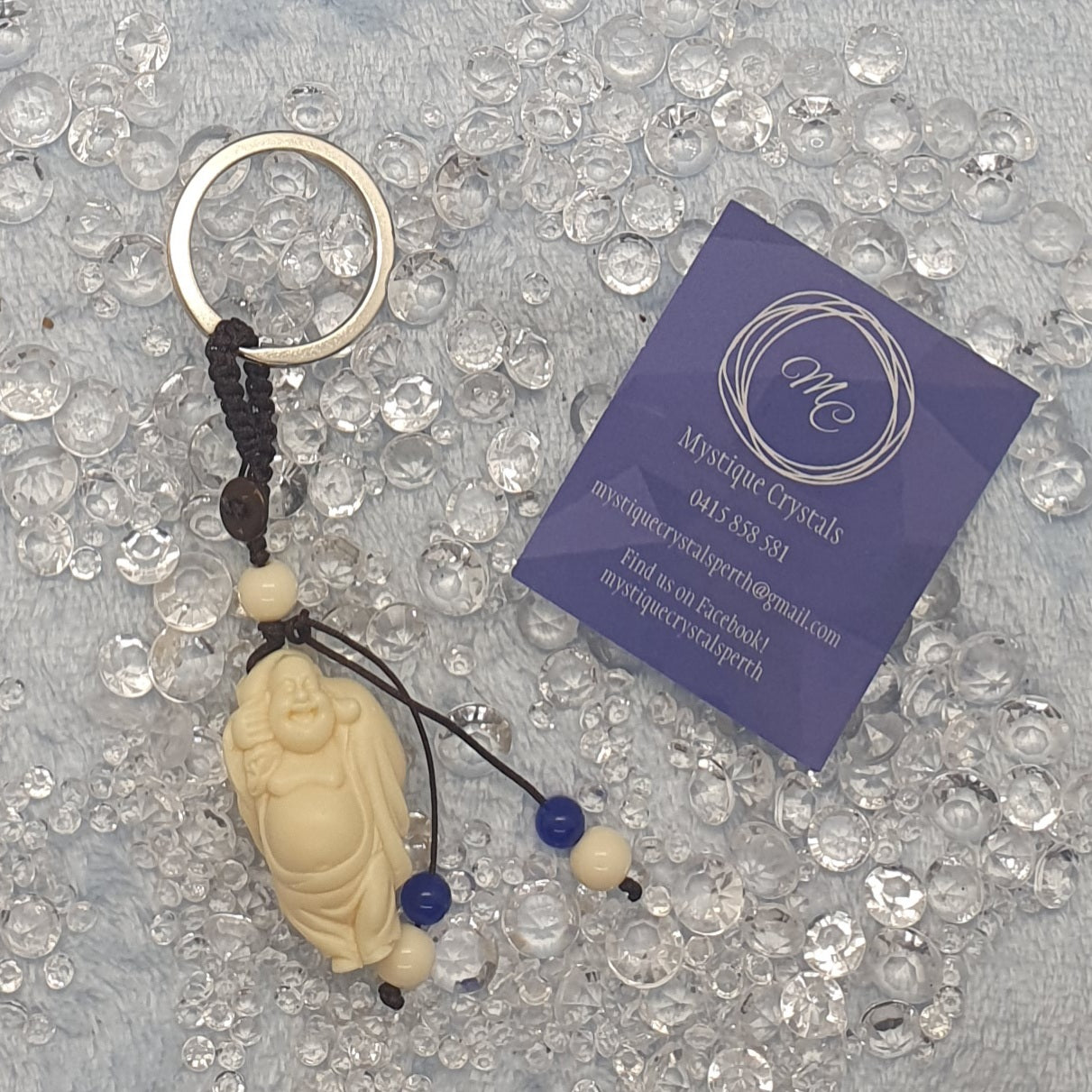 Ivory Stone Buddha Keyring