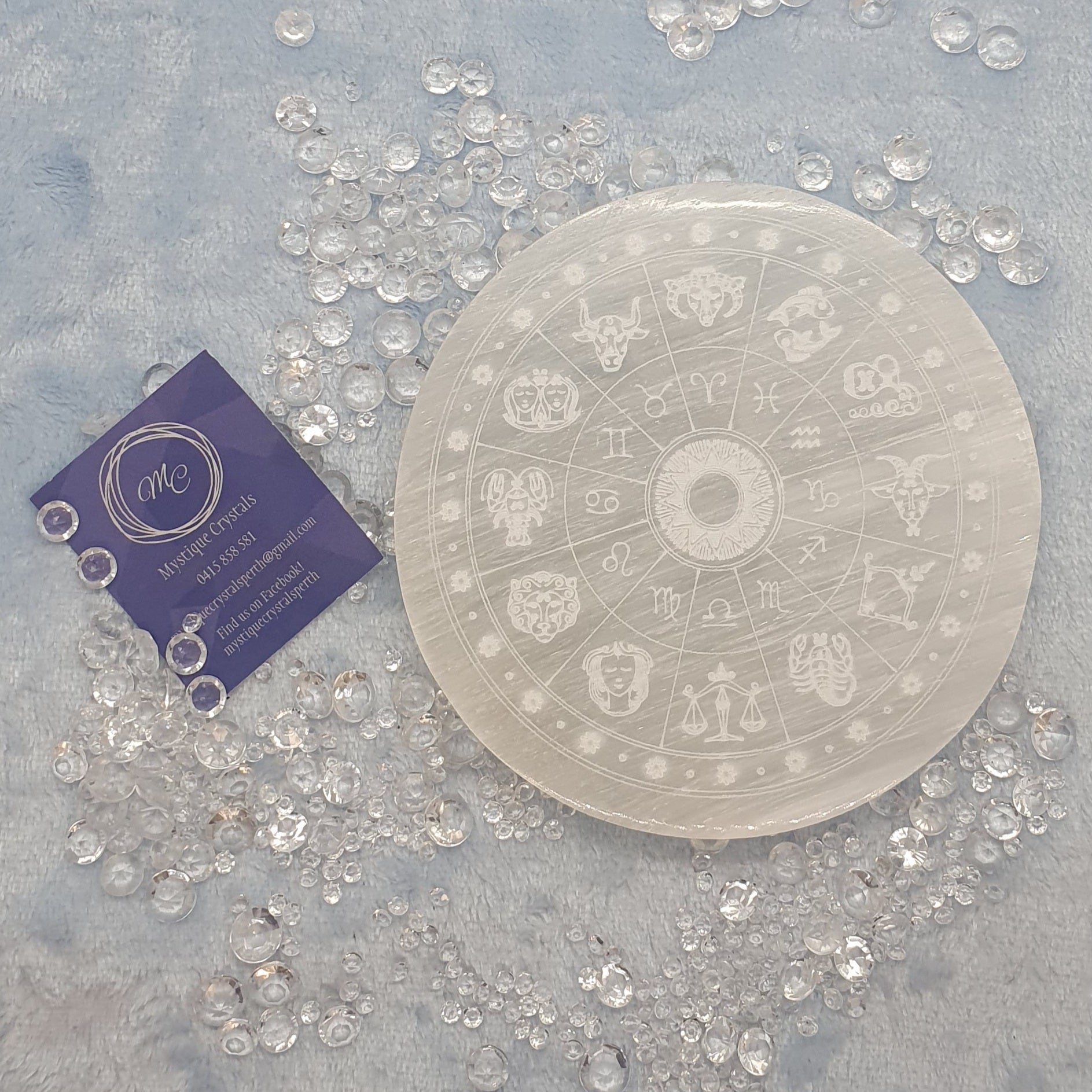 Selenite Zodiac Charging Disc