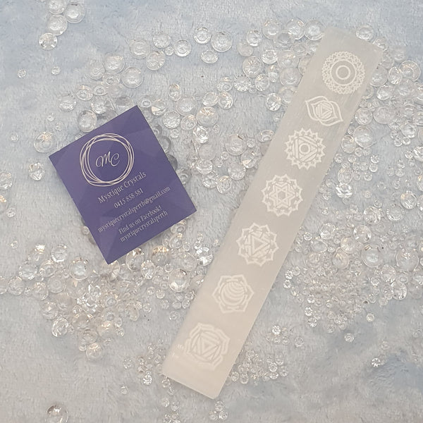 Selenite Engraved Chakra Charging Plates