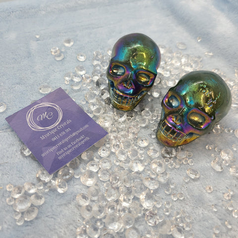 Rose Rainbow Aura Quartz Skulls