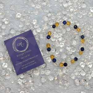 Amber Obsidian, Clear Quartz & Lapis Lazuli Bracelet