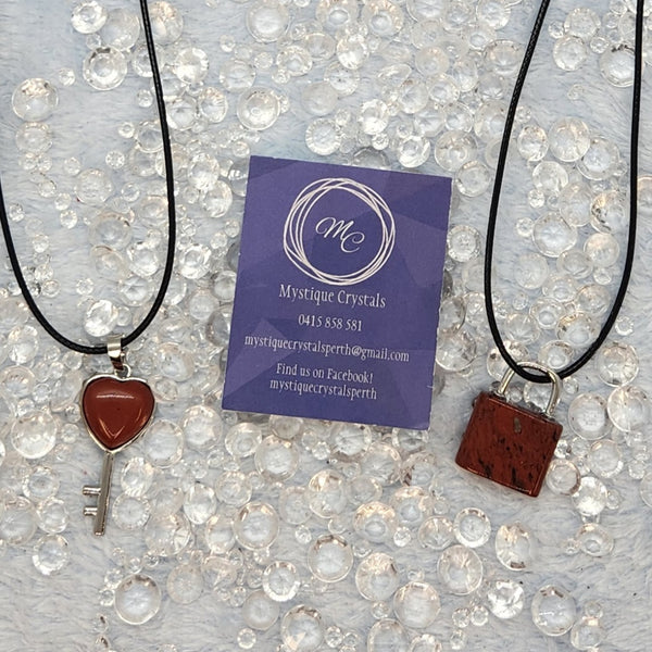 Heart Key & Lock Necklace Set